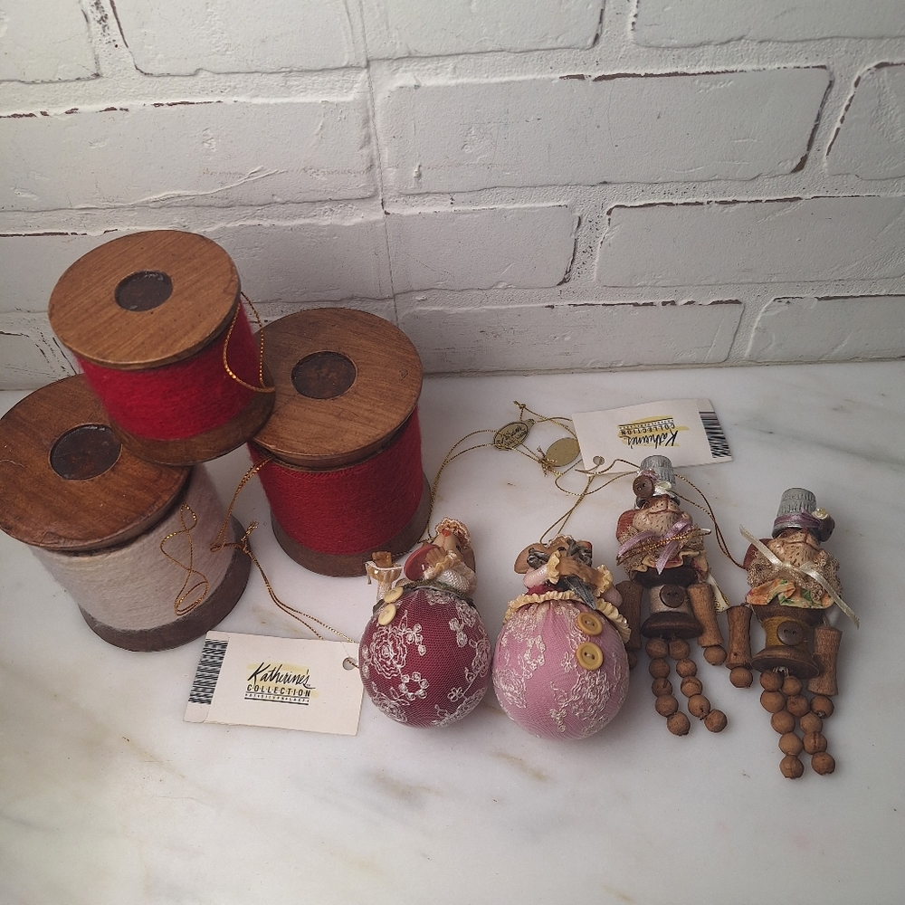 Set Of 7 Katherine's Collection Sewing Inspired Christmas Ornaments,  NWT